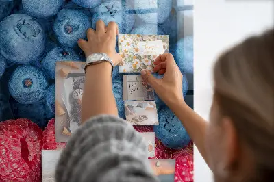 Magnetic glass dry erase board with blueberries and raspberries print