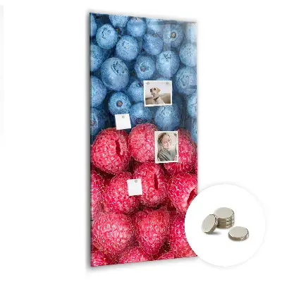 Magnetic glass dry erase board with blueberries and raspberries print