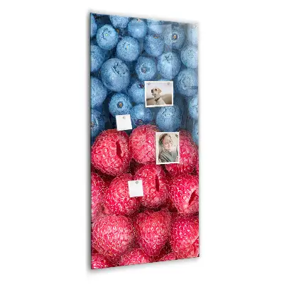 Magnetic glass dry erase board with blueberries and raspberries print