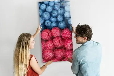 Magnetic glass dry erase board with blueberries and raspberries print