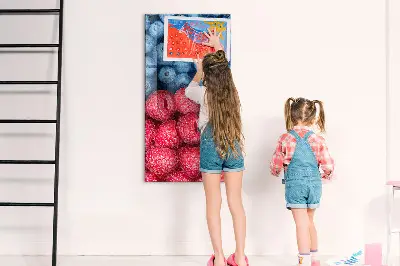 Magnetic glass dry erase board with blueberries and raspberries print