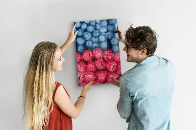 Magnetic glass dry erase board with blueberries and raspberries print