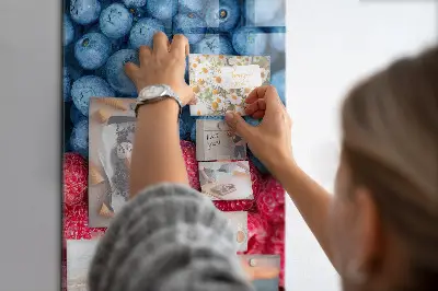 Magnetic glass dry erase board with blueberries and raspberries print