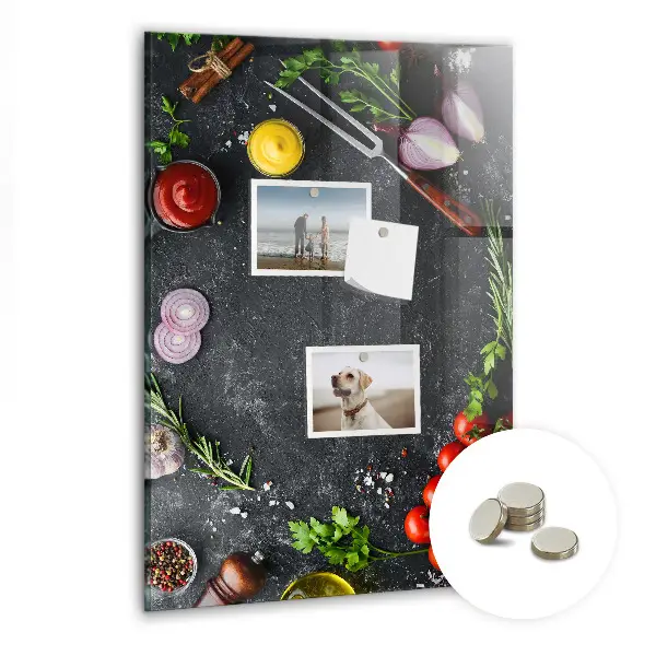 Magnetic wall board with pizza ingredients