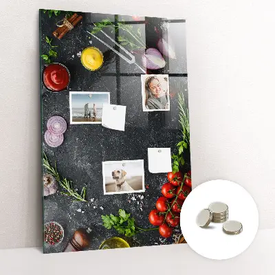 Magnetic wall board with pizza ingredients
