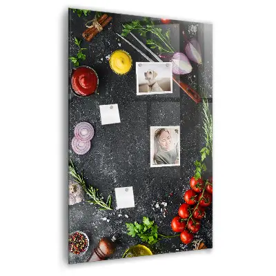 Magnetic wall board with pizza ingredients