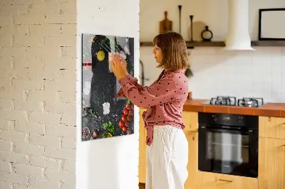 Magnetic wall board with pizza ingredients