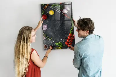 Magnetic wall board with pizza ingredients