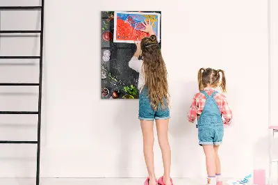 Magnetic wall board with pizza ingredients