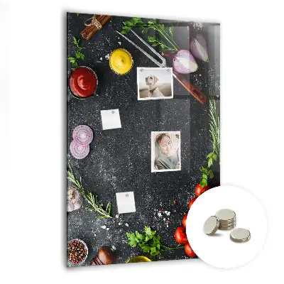 Magnetic wall board with pizza ingredients