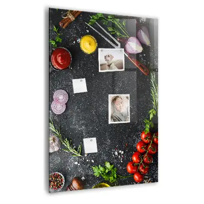 Magnetic wall board with pizza ingredients