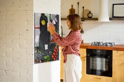Magnetic wall board with pizza ingredients