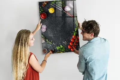 Magnetic wall board with pizza ingredients
