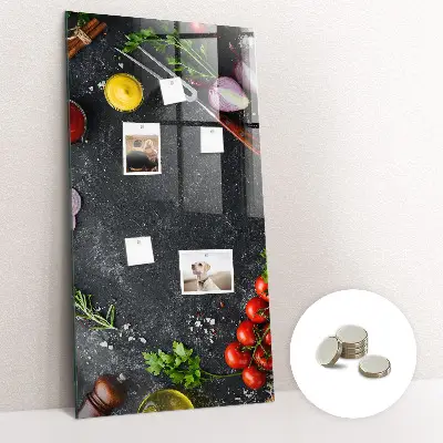 Magnetic wall board with pizza ingredients