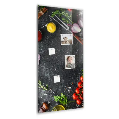 Magnetic wall board with pizza ingredients