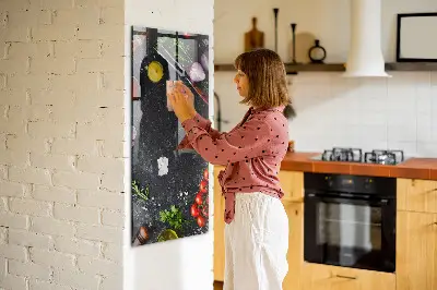 Magnetic wall board with pizza ingredients