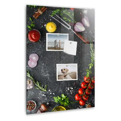 Magnetic wall board with pizza ingredients