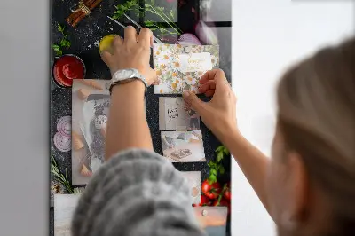 Magnetic wall board with pizza ingredients