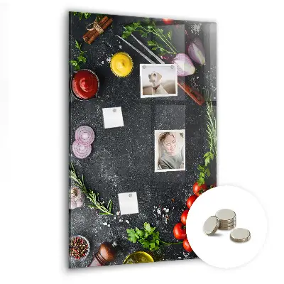 Magnetic wall board with pizza ingredients