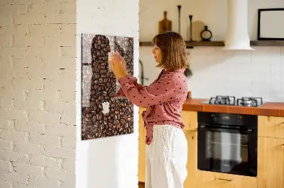Magnetic glass dry erase board with coffee beans design
