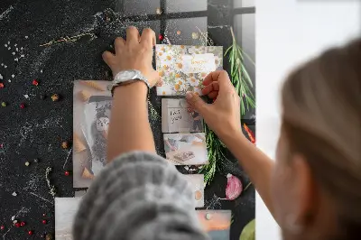 Magnetic glass dry erase board with spice composition print