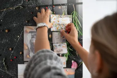 Magnetic glass dry erase board with spice composition print