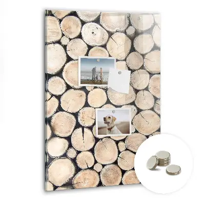 Magnetic glass dry erase board with tree stumps design