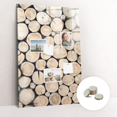 Magnetic glass dry erase board with tree stumps design