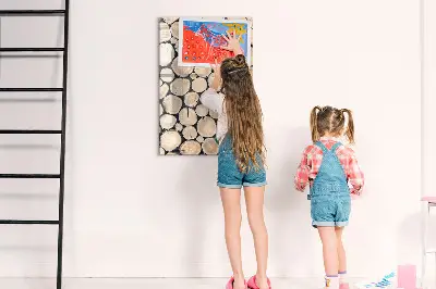 Magnetic glass dry erase board with tree stumps design