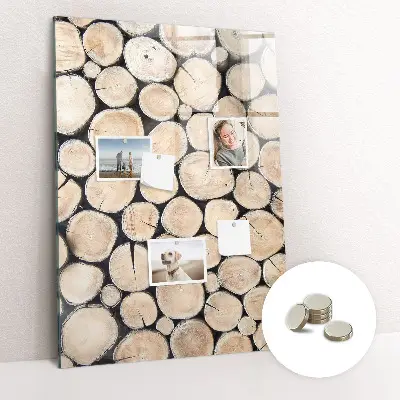 Magnetic glass dry erase board with tree stumps design