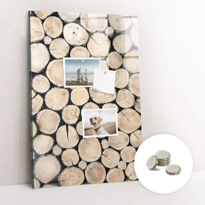 Magnetic glass dry erase board with tree stumps design