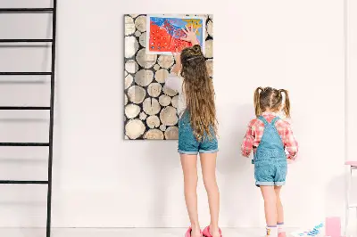 Magnetic glass dry erase board with tree stumps design