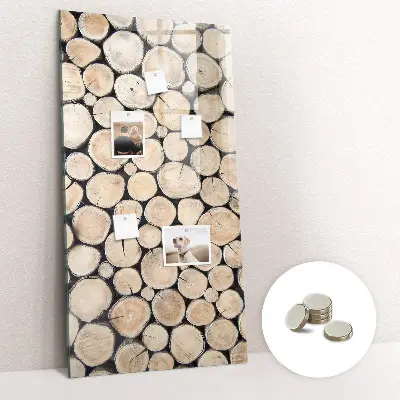 Magnetic glass dry erase board with tree stumps design
