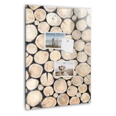 Magnetic glass dry erase board with tree stumps design