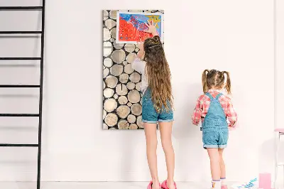 Magnetic glass dry erase board with tree stumps design