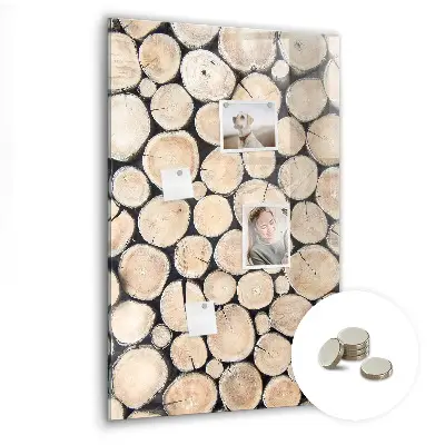 Magnetic glass dry erase board with tree stumps design