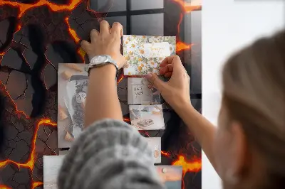 Magnetic glass dry erase board in volcano lava