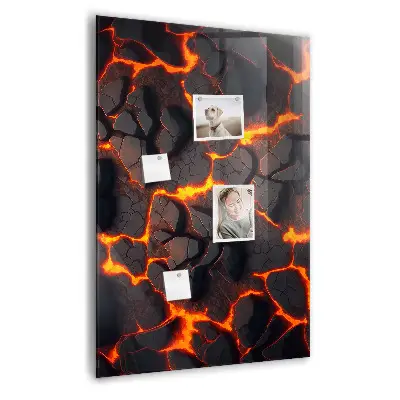 Magnetic glass dry erase board in volcano lava