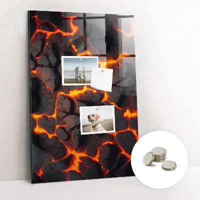 Magnetic glass dry erase board in volcano lava