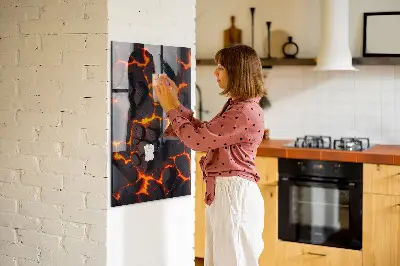 Magnetic glass dry erase board in volcano lava