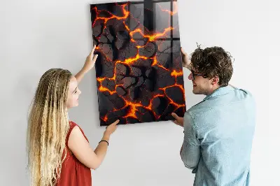 Magnetic glass dry erase board in volcano lava