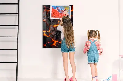 Magnetic glass dry erase board in volcano lava