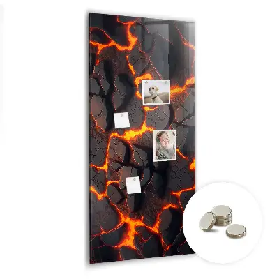 Magnetic glass dry erase board in volcano lava