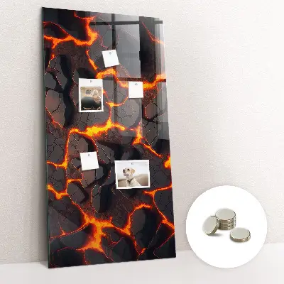 Magnetic glass dry erase board in volcano lava