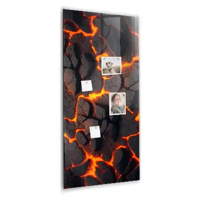 Magnetic glass dry erase board in volcano lava