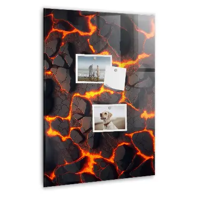 Magnetic glass dry erase board in volcano lava