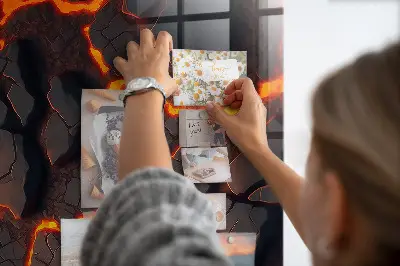 Magnetic glass dry erase board in volcano lava