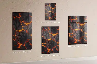 Magnetic glass dry erase board in volcano lava