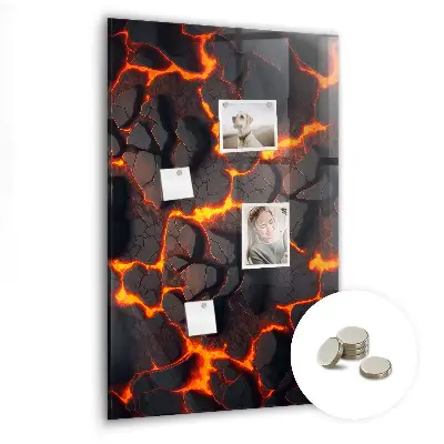 Magnetic glass dry erase board in volcano lava