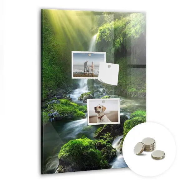 Magnetic glass dry erase board Waterfall with rocks